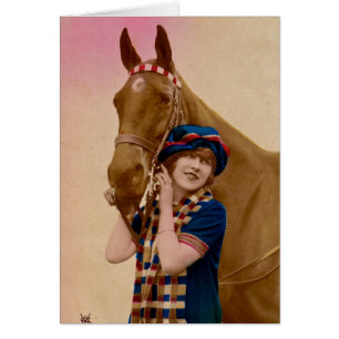 Fille avec l'écharpe et le cheval de plaid