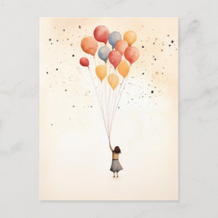Fille avec les ballons carte postale