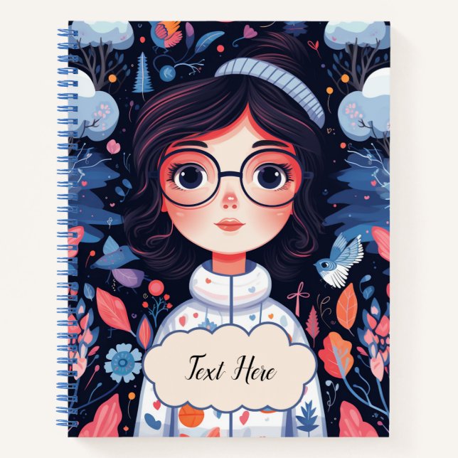 Fille avec lunettes Carnet spiral (Devant)