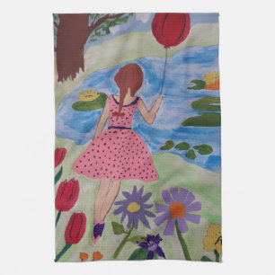 Fille Avec Torchon Rouge À Balloon
