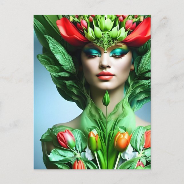 Fille avec tulipes, carte postale pour le post-cro (Devant)