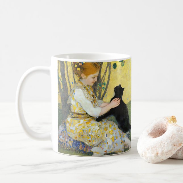 Fille avec un café en chat Mug (Avec donut)