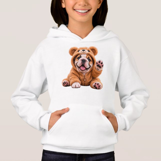FILLE AVEC UN TOUTOU CHARMANT EN BULLDOG  (Devant)