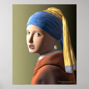 Fille avec une affiche d'oreille perle