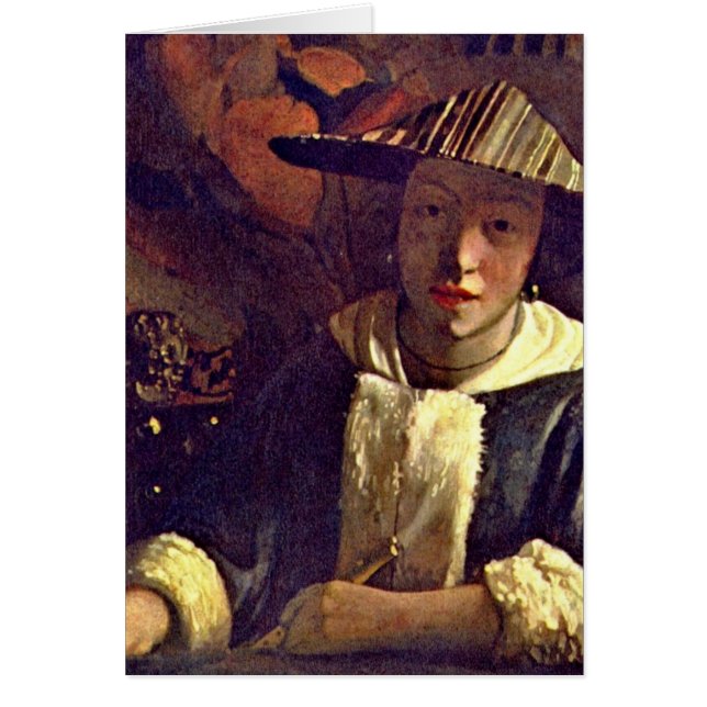 Fille avec une cannelure par Johannes Vermeer (Devant)