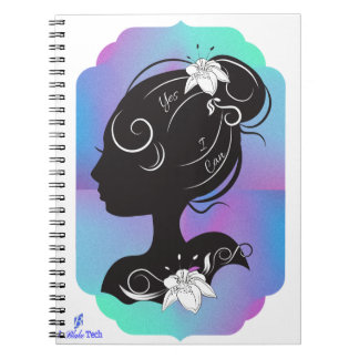 Fille avec une fleur "Oui je peux" Carnet spiral