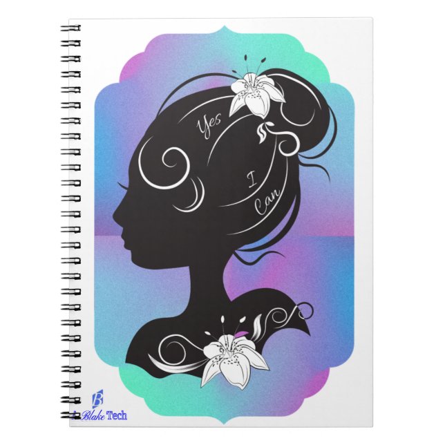 Fille avec une fleur "Oui je peux" Carnet spiral (Devant)