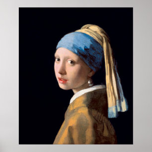 Fille avec une perle oreille par Vermeer - Poster