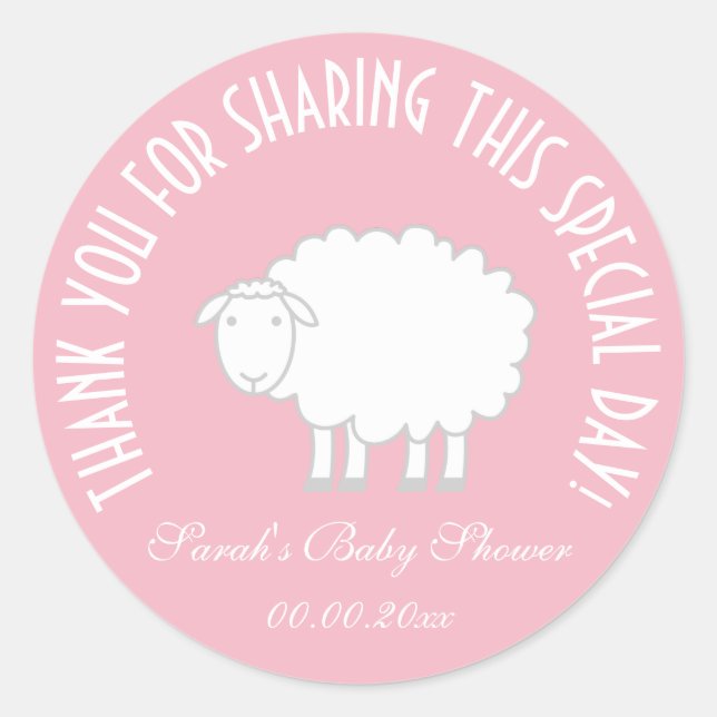 Fille baby shower de la fête merci stickers (Devant)