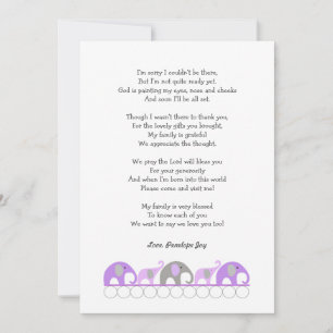 Fille baby shower merci notes avec poème