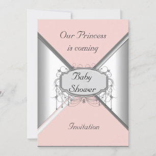Fille Baby shower Party Pink Silver Invitation