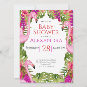 Fille Baby shower rose Flamant rose faune tropical