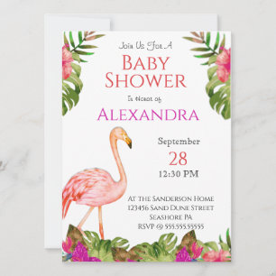 Fille Baby shower rose Flamant rose faune tropical