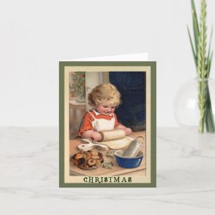 Fille Baking Cookies avec Recette Carte de Noël