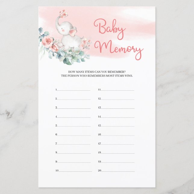 Fille bébé éléphant Eucalyptus Baby Memory jeu (Devant)