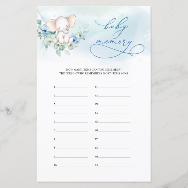 Fille bébé éléphant Eucalyptus Baby Memory jeu (Devant)