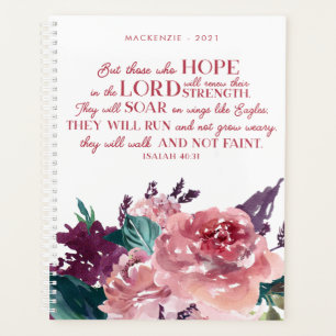 Fille Bible chrétienne Verse Isaïe 40 rose Floral