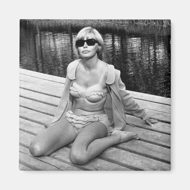 Fille Bikini vintage à la broche * Aimant photo * (Devant)