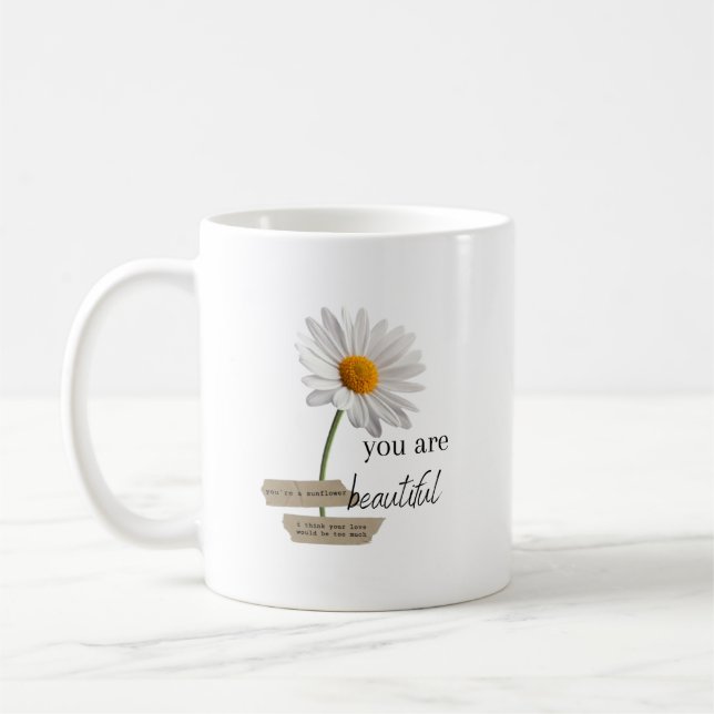 Fille Blanc Fleur Fleur Vintage Café Mug (Gauche)