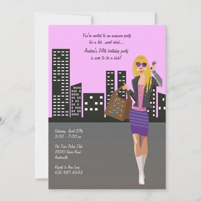 Fille Blonde de Shopping avec Invitation au Microp (Devant)