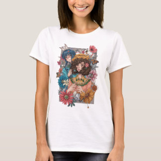 Fille Boho avec T-Shirt Floral 
