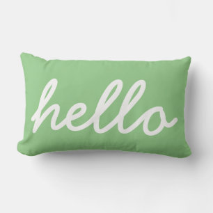 Fille Bonjour Mint Typographie Lumbar Coussin