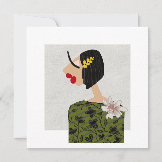 Fille branchée 2 Carte d'art d'illustration de mod (Devant)