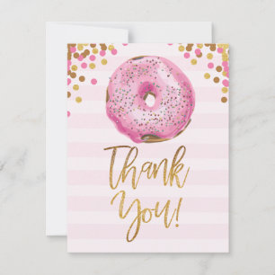 Fille Carte de remerciements Baby shower Donut ros