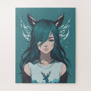 Fille Cerf Faune Forêt Fantaisie Puzzle