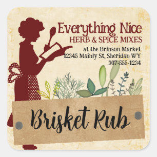 Fille chef silhouette herbe cuisine étiquette cade