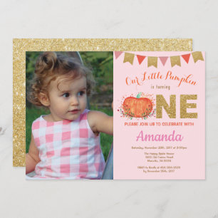 Fille Citrouille Automne Anniversaire Invitation P