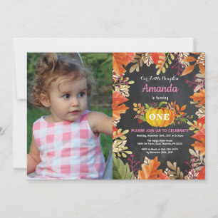 Fille Citrouille automne Invitation d'anniversaire
