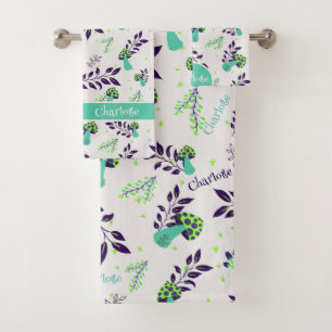 Fille Cute Champignons et Jardin Nom personnalisé 