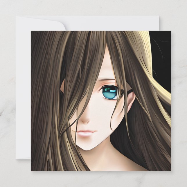 Fille d'anime aux cheveux bruns et aux yeux bleus (Devant)