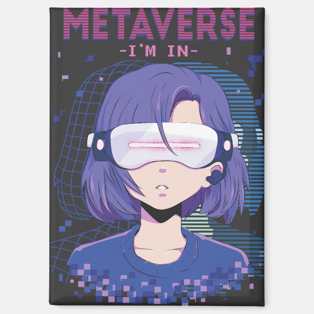 Fille d'anime lunettes de réalité virtuelle aimant (Recto)