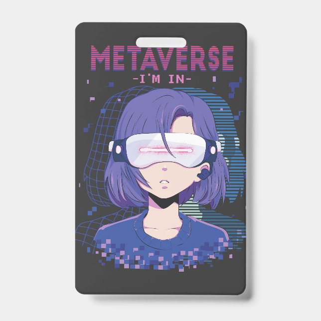 Fille d'anime lunettes de réalité virtuelle Badge (Avant)