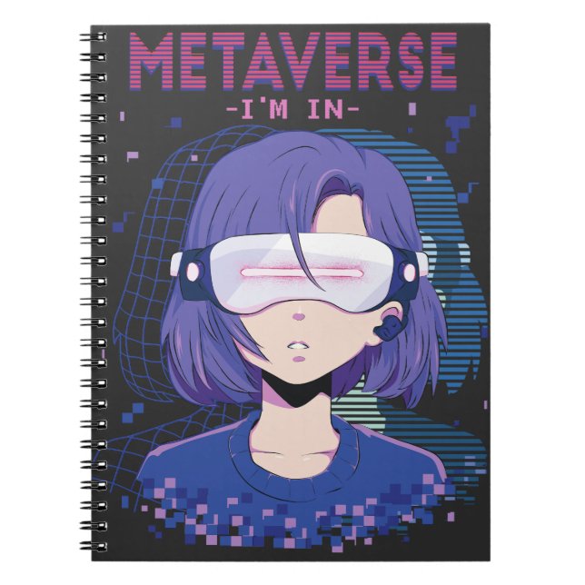 Fille d'anime lunettes de réalité virtuelle cahier (Devant)
