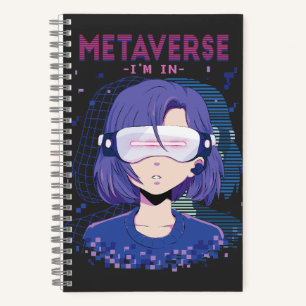 Fille d'anime lunettes de réalité virtuelle Cahier