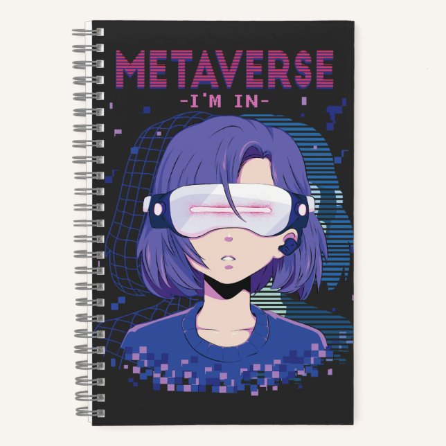 Fille d'anime lunettes de réalité virtuelle Cahier (Recto)