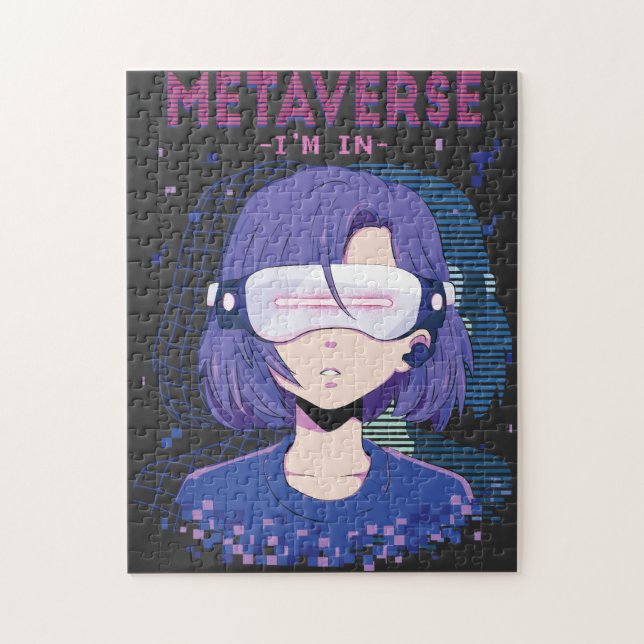 Fille d'anime lunettes de réalité virtuelle puzzle (Vertical)