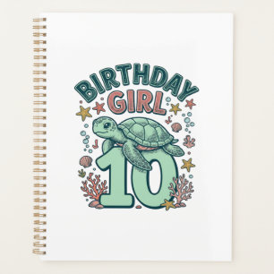Fille d'anniversaire 10 Tortue de mer Gravure vint