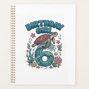 Fille d'anniversaire 6 Tortue de mer Conception de