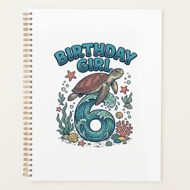 Fille d'anniversaire 6 Tortue de mer Conception de (Devant)