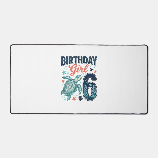 Fille d'anniversaire 6 Tortue de mer Conception ve (Recto)