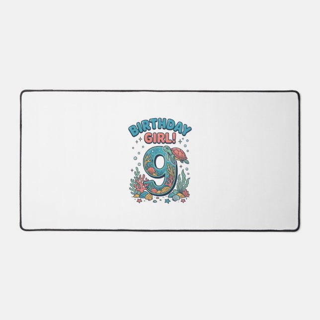 Fille d'anniversaire 9 Tortue de mer Vector Design (Recto)