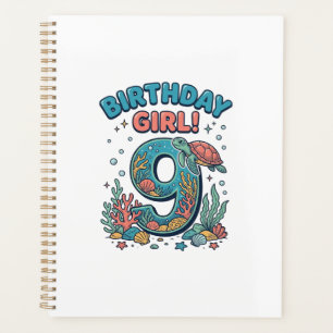 Fille d'anniversaire 9 Tortue de mer Vector Design