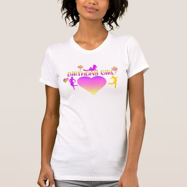 Fille d'anniversaire coeur rose et jaune T-shirt (Devant)