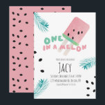 Fille d'anniversaire Pastèque / Une dans un Melon<br><div class="desc">Cartons d'invitation de fête Une dans un melon avec fond de graines de pastèque</div>
