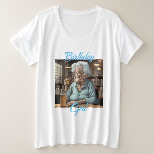 Fille d'anniversaire | Vielle dame buvant une bièr (Design devant)