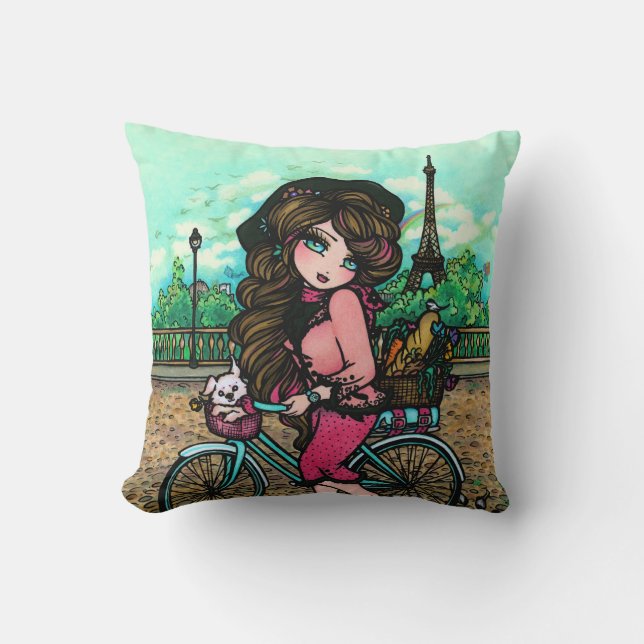 Fille dans le coussin d'art de Tour Eiffel de (Recto)